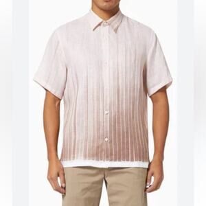 Theory Men’s Neutral Glazed Linen Button Down Shirt XL
